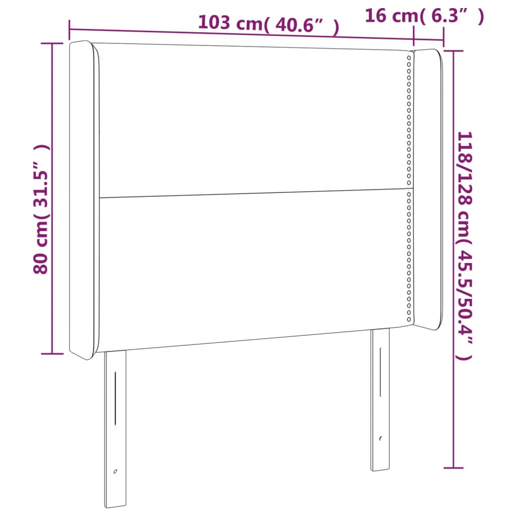 Hoofdbord met randen 103x16x118/128 cm kunstleer wit is nu te koop bij PeponiXL, paradijselijk wonen!
