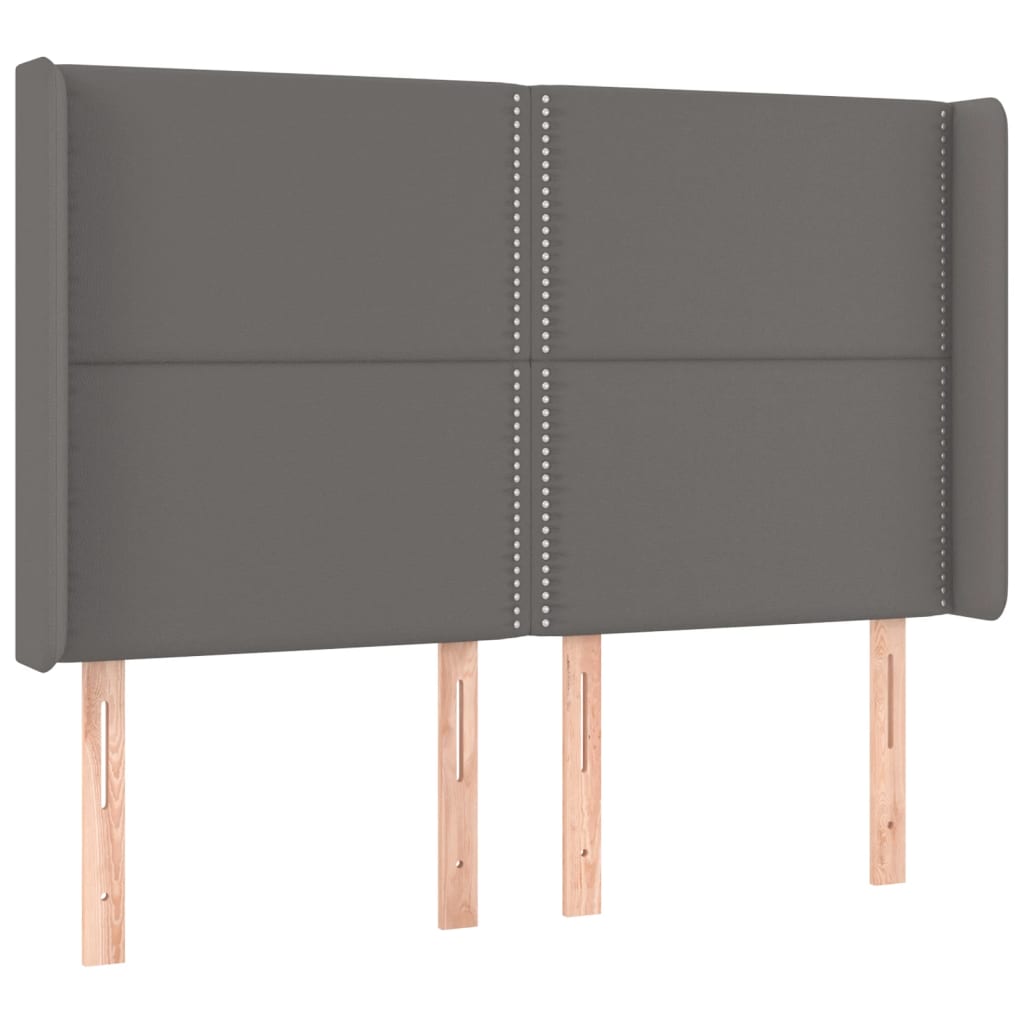 Hoofdbord met randen 147x16x118/128 cm kunstleer grijs is nu te koop bij PeponiXL, paradijselijk wonen!
