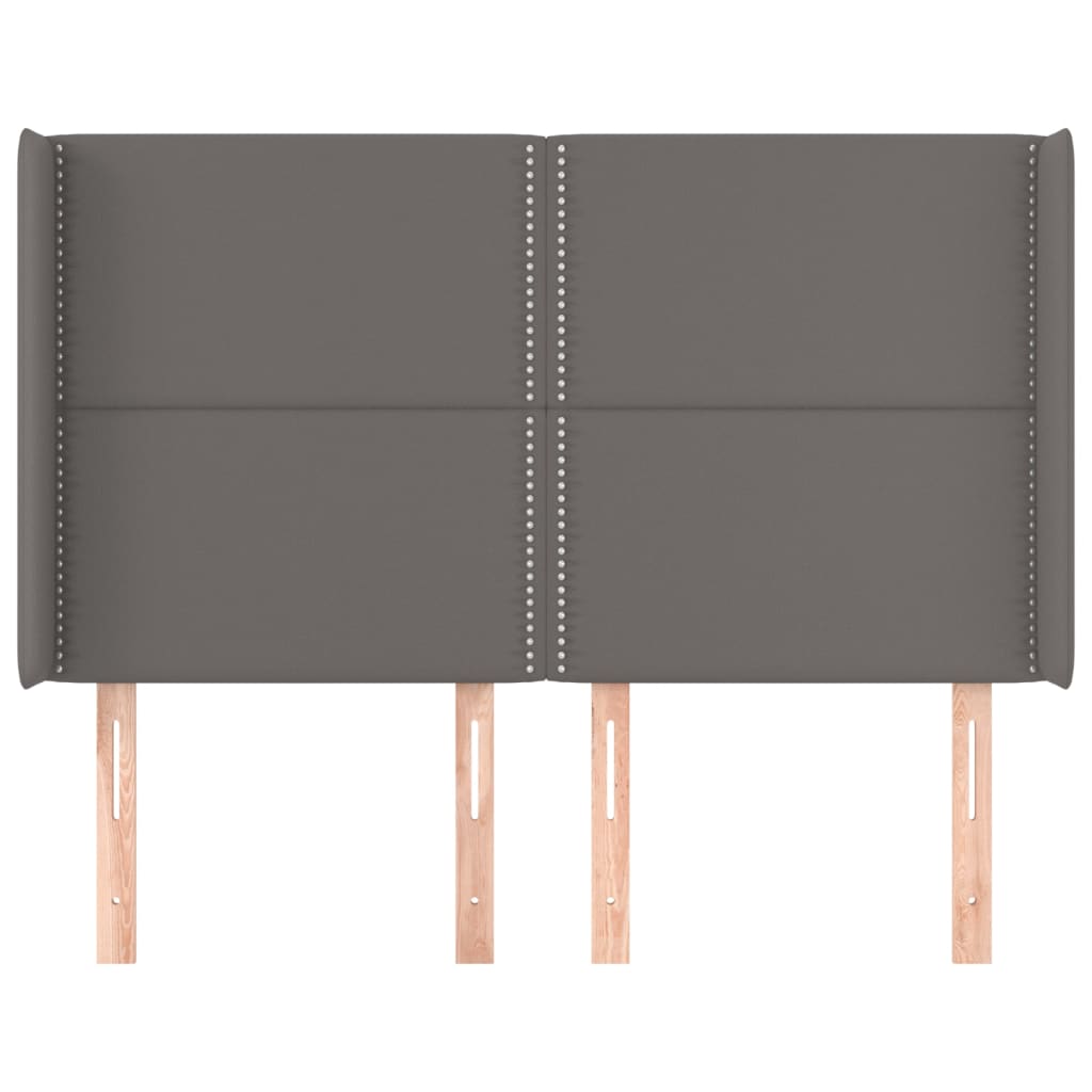 Hoofdbord met randen 147x16x118/128 cm kunstleer grijs is nu te koop bij PeponiXL, paradijselijk wonen!
