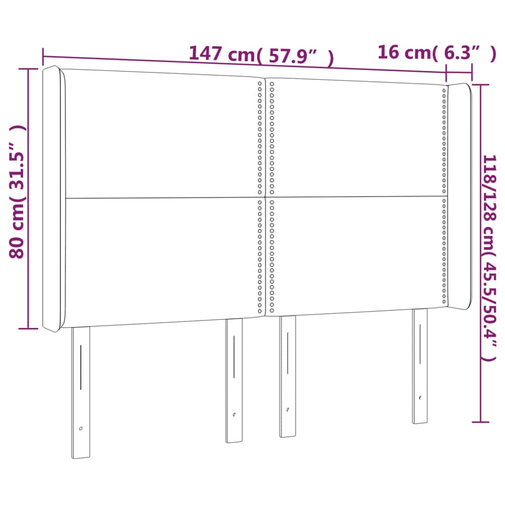 Hoofdbord met randen 147x16x118/128 cm kunstleer grijs is nu te koop bij PeponiXL, paradijselijk wonen!