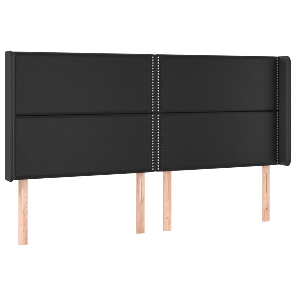 Hoofdbord met randen 183x16x118/128 cm kunstleer zwart is nu te koop bij PeponiXL, paradijselijk wonen!