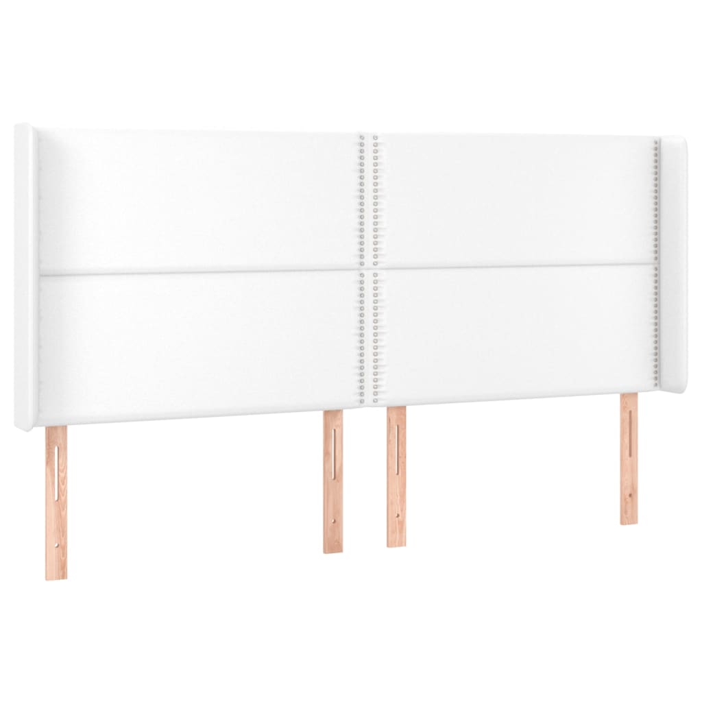 Hoofdbord met randen 203x16x118/128 cm kunstleer wit is nu te koop bij PeponiXL, paradijselijk wonen!