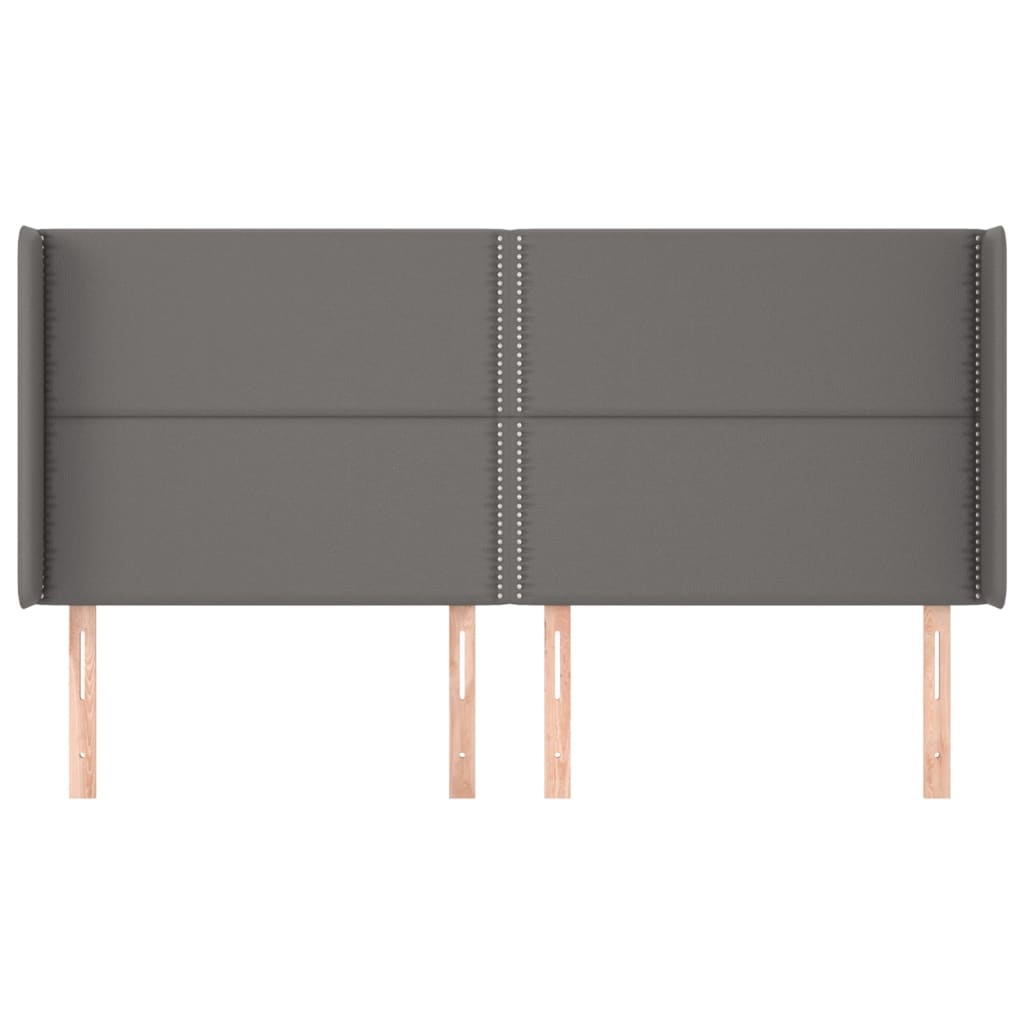 Hoofdbord met randen 203x16x118/128 cm kunstleer grijs is nu te koop bij PeponiXL, paradijselijk wonen!