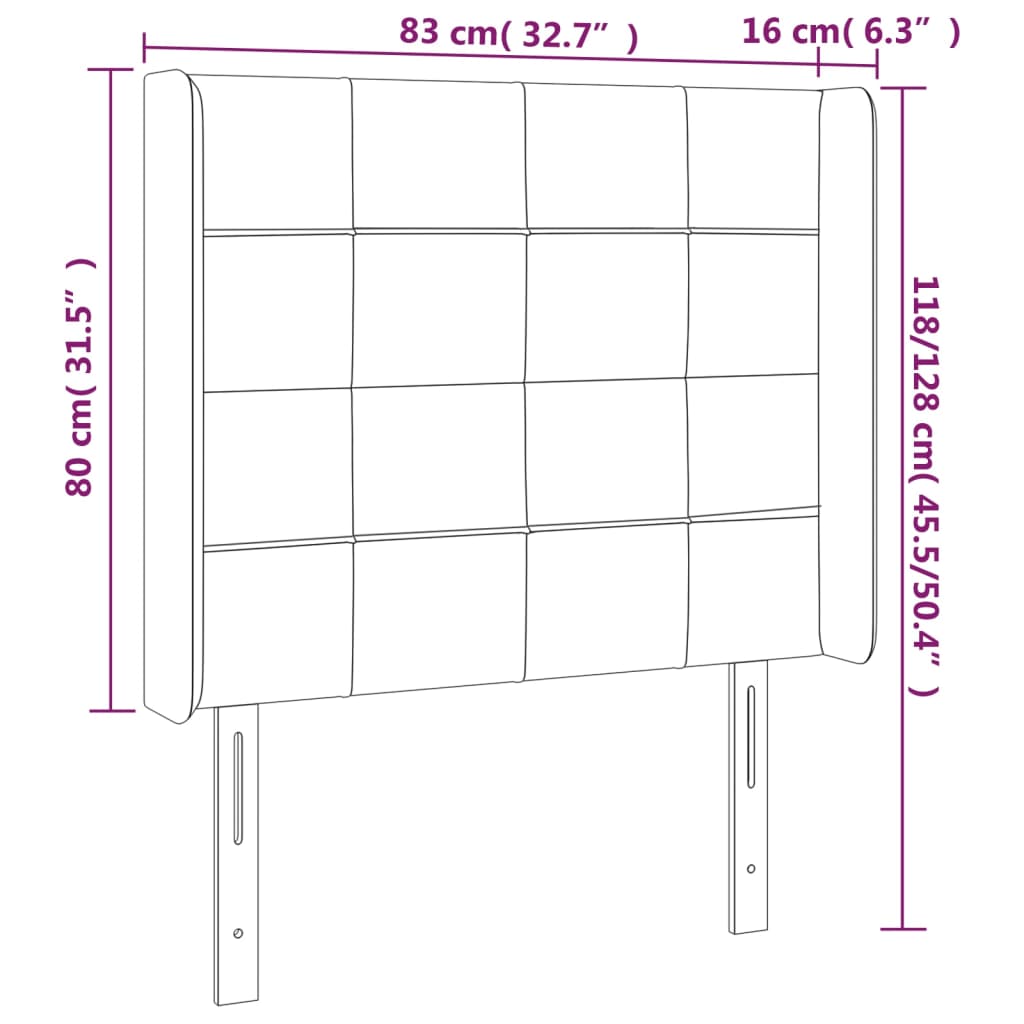 Hoofdbord met randen 83x16x118/128 cm stof lichtgrijs is nu te koop bij PeponiXL, paradijselijk wonen!