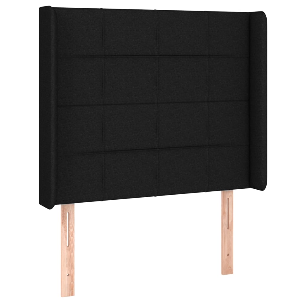 Hoofdbord met randen 83x16x118/128 cm stof zwart is nu te koop bij PeponiXL, paradijselijk wonen!