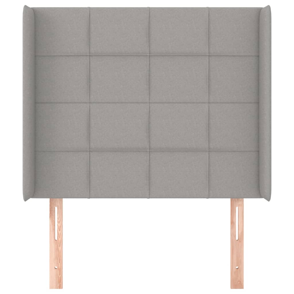 Hoofdbord met randen 93x16x118/128 cm stof lichtgrijs is nu te koop bij PeponiXL, paradijselijk wonen!