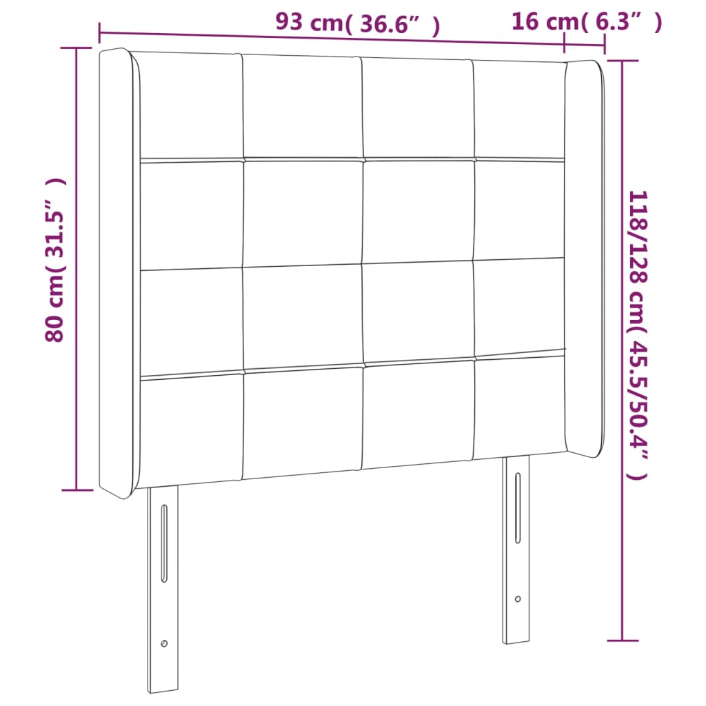 Hoofdbord met randen 93x16x118/128 cm stof zwart is nu te koop bij PeponiXL, paradijselijk wonen!