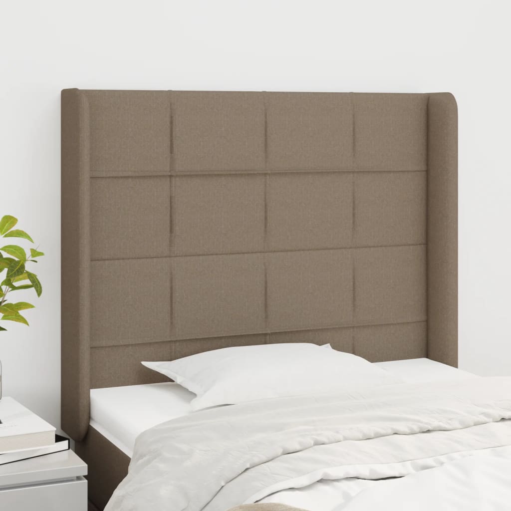 Hoofdbord met randen 93x16x118/128 cm stof taupe is nu te koop bij PeponiXL, paradijselijk wonen!