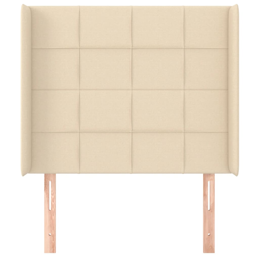 Hoofdbord met randen 93x16x118/128 cm stof crèmekleurig is nu te koop bij PeponiXL, paradijselijk wonen!