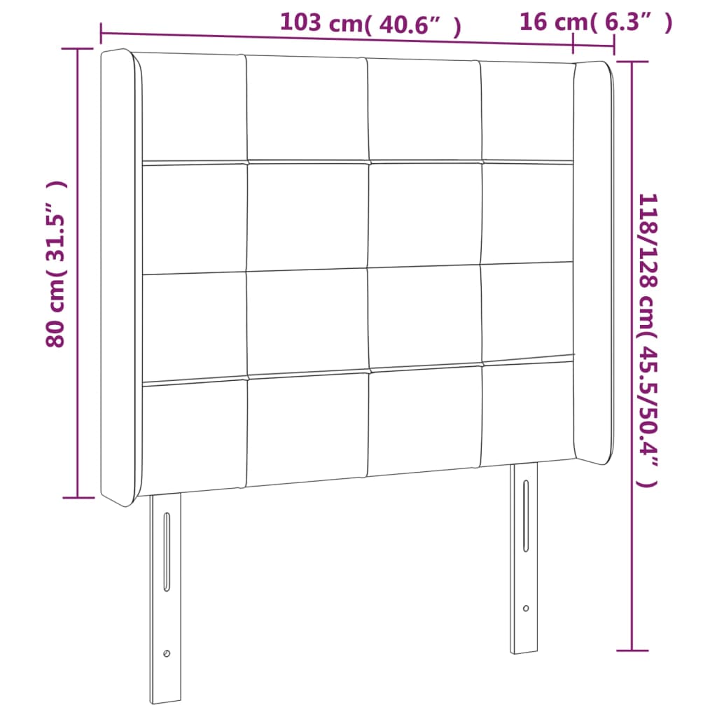 Hoofdbord met randen 103x16x118/128 cm stof donkergrijs is nu te koop bij PeponiXL, paradijselijk wonen!