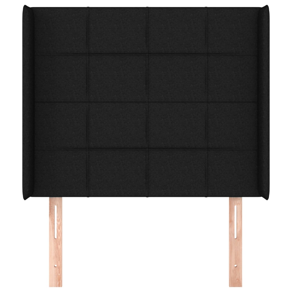 Hoofdbord met randen 103x16x118/128 cm stof zwart is nu te koop bij PeponiXL, paradijselijk wonen!