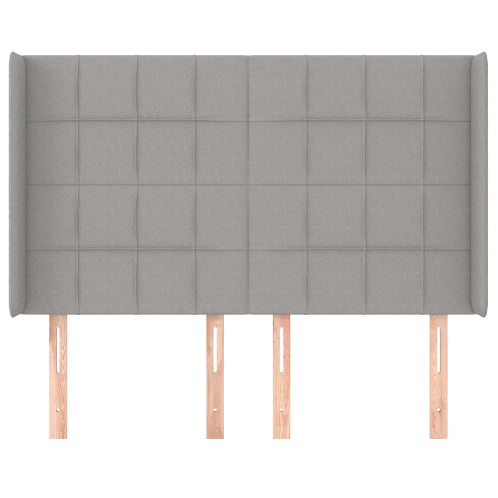 Hoofdbord met randen 147x16x118/128 cm stof lichtgrijs is nu te koop bij PeponiXL, paradijselijk wonen!