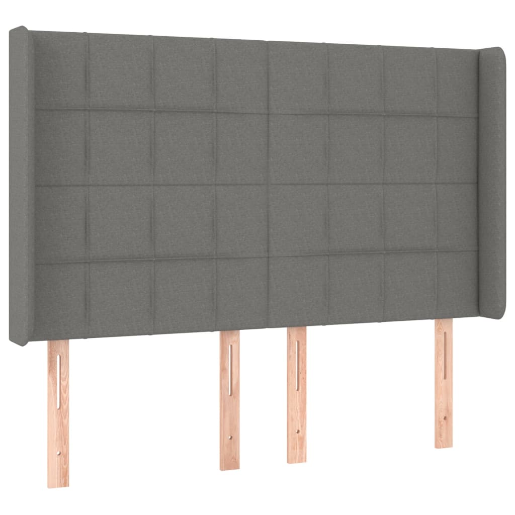 Hoofdbord met randen 147x16x118/128 cm stof donkergrijs is nu te koop bij PeponiXL, paradijselijk wonen!