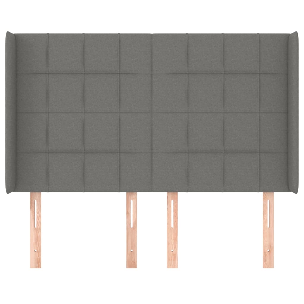 Hoofdbord met randen 147x16x118/128 cm stof donkergrijs is nu te koop bij PeponiXL, paradijselijk wonen!