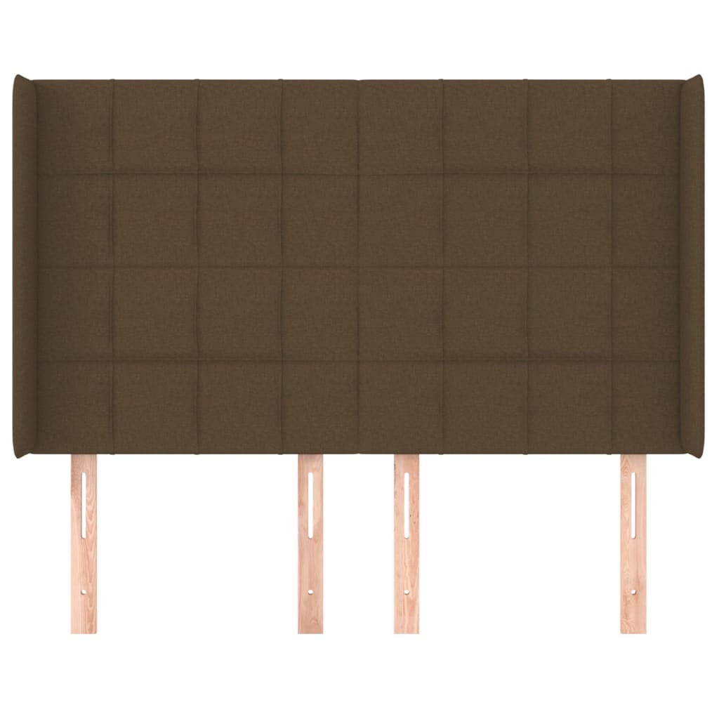 Hoofdbord met randen 147x16x118/128 cm stof donkerbruin is nu te koop bij PeponiXL, paradijselijk wonen!