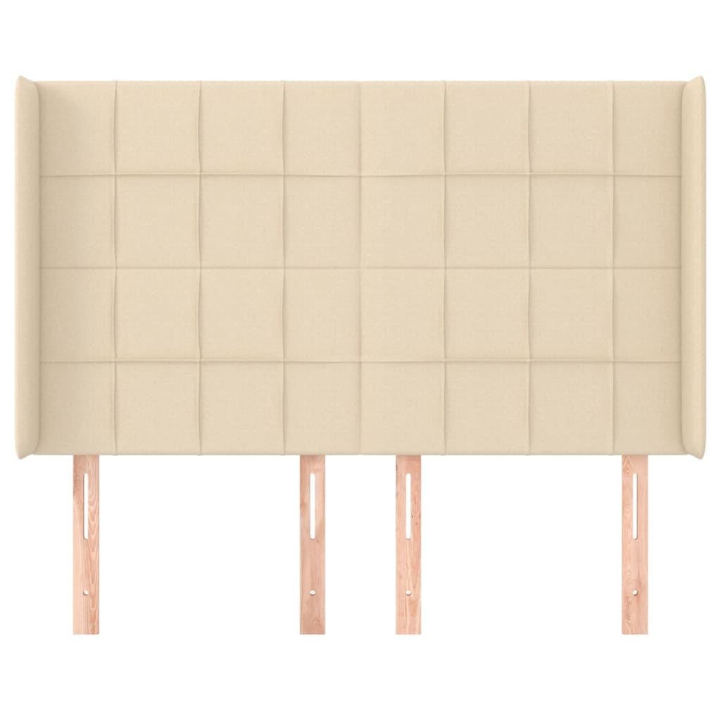 Hoofdbord met randen 147x16x118/128 cm stof crèmekleurig is nu te koop bij PeponiXL, paradijselijk wonen!