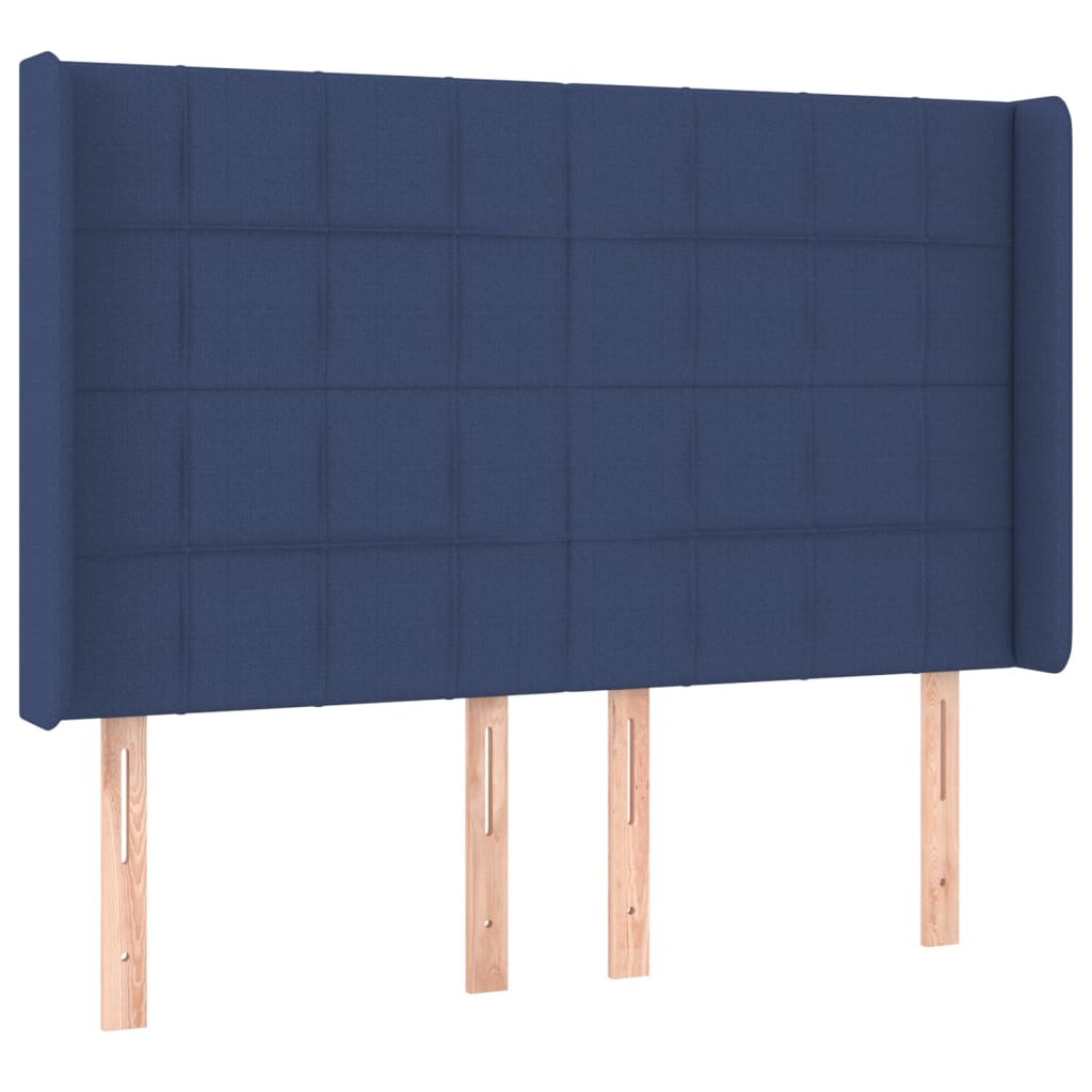 Hoofdbord met randen 147x16x118/128 cm stof blauw is nu te koop bij PeponiXL, paradijselijk wonen!