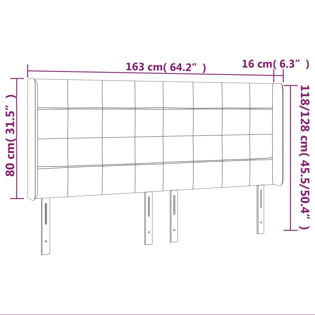 Hoofdbord met randen 163x16x118/128 cm stof zwart is nu te koop bij PeponiXL, paradijselijk wonen!