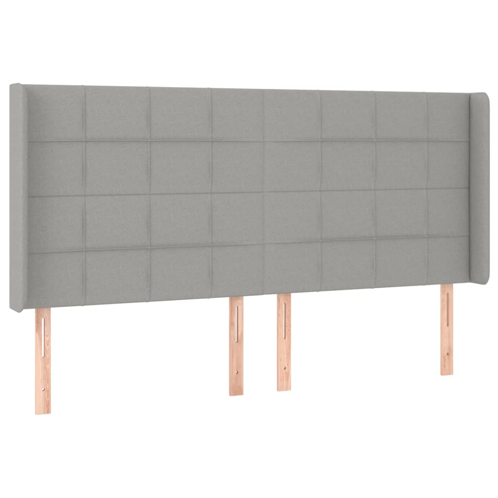 Hoofdbord met randen 183x16x118/128 cm stof lichtgrijs is nu te koop bij PeponiXL, paradijselijk wonen!