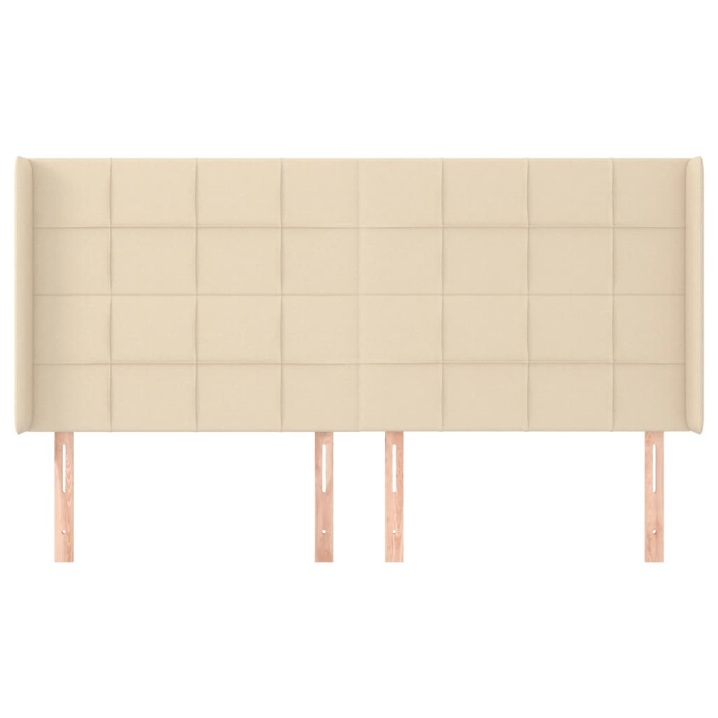 Hoofdbord met randen 183x16x118/128 cm stof crèmekleurig is nu te koop bij PeponiXL, paradijselijk wonen!