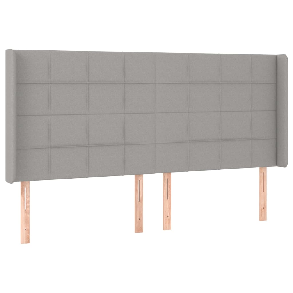 Hoofdbord met randen 203x16x118/128 cm stof lichtgrijs is nu te koop bij PeponiXL, paradijselijk wonen!