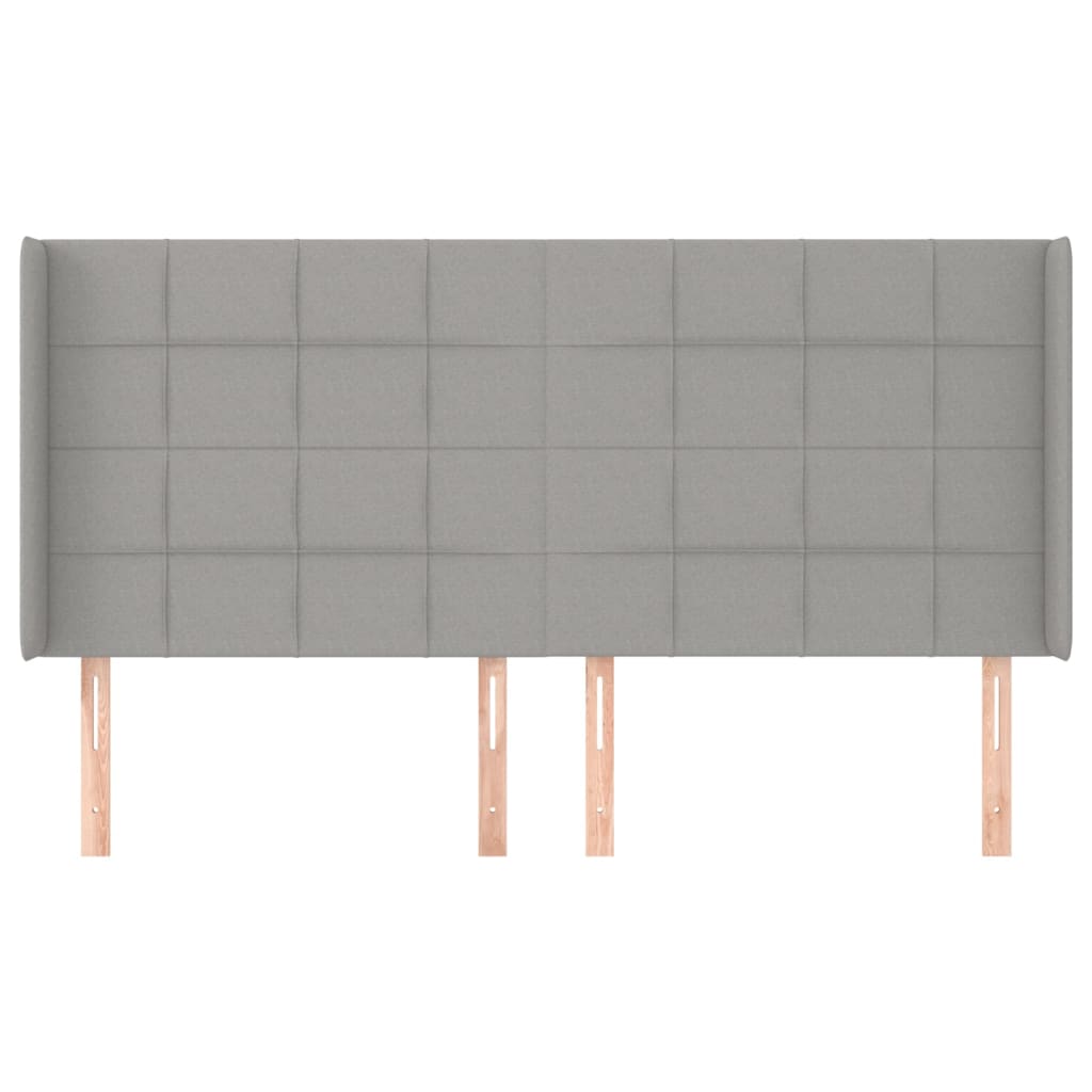 Hoofdbord met randen 203x16x118/128 cm stof lichtgrijs is nu te koop bij PeponiXL, paradijselijk wonen!