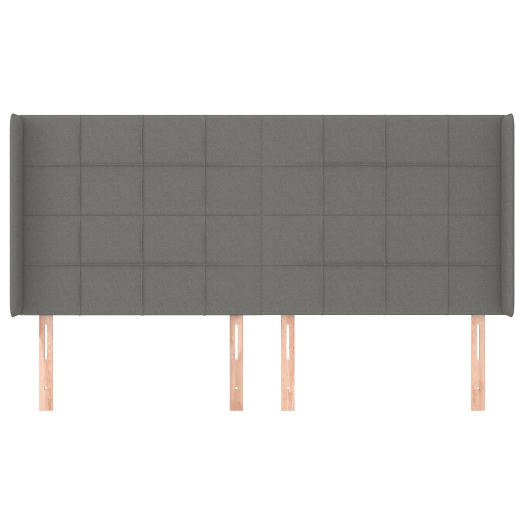 Hoofdbord met randen 203x16x118/128 cm stof donkergrijs is nu te koop bij PeponiXL, paradijselijk wonen!