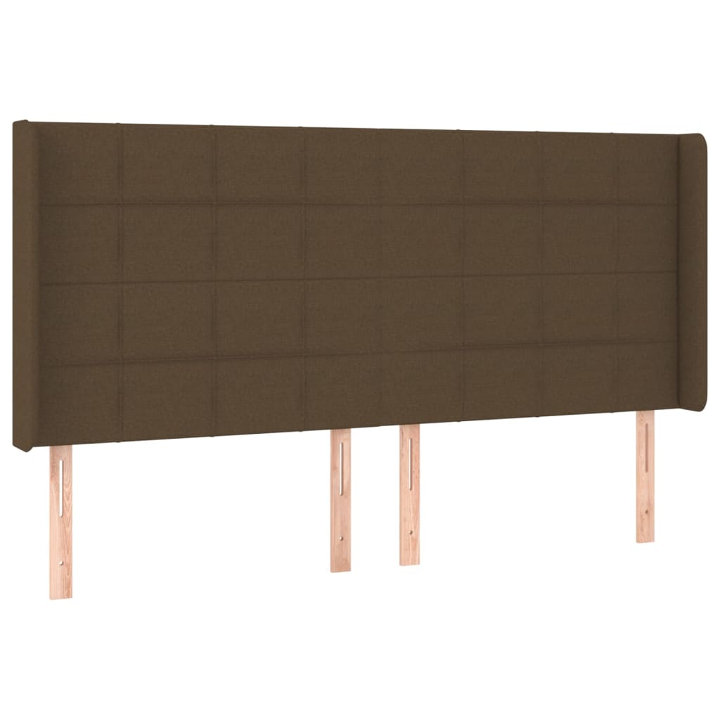 Hoofdbord met randen 203x16x118/128 cm stof donkerbruin is nu te koop bij PeponiXL, paradijselijk wonen!