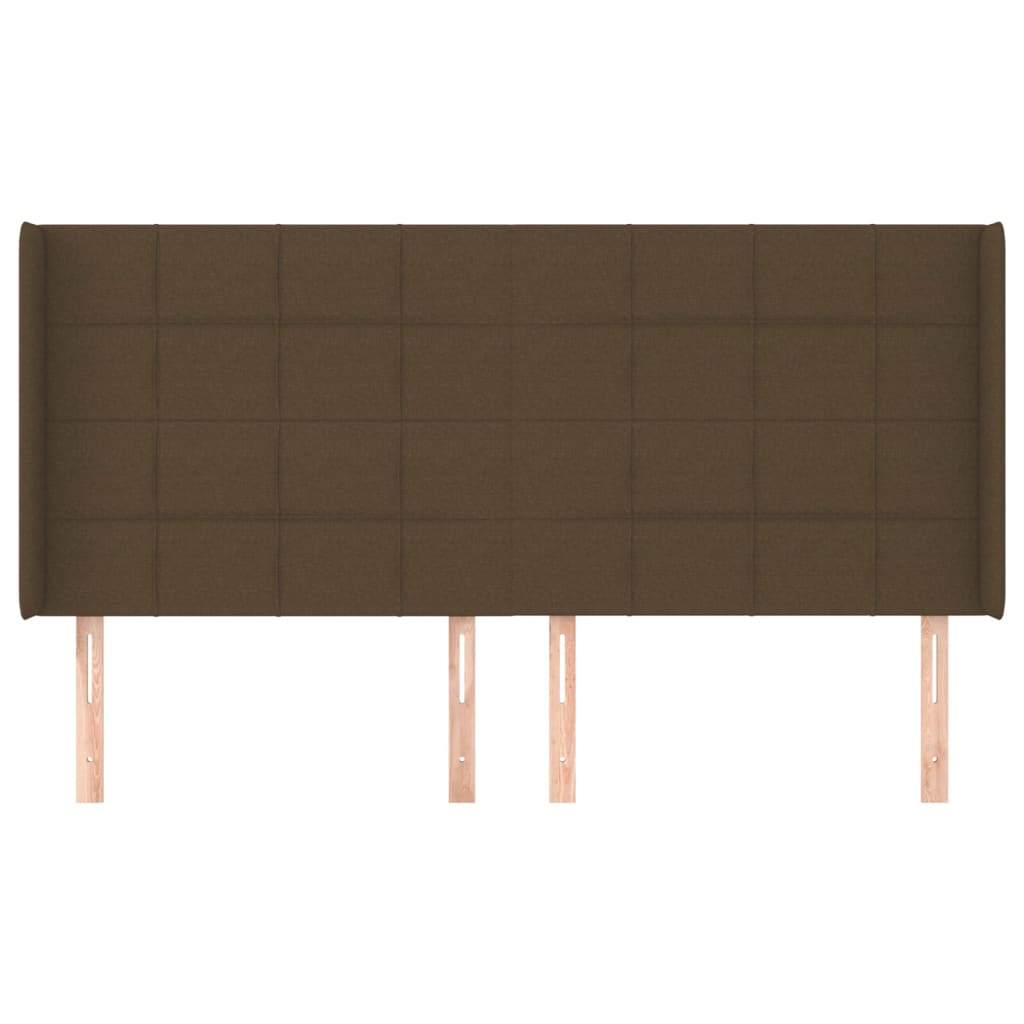 Hoofdbord met randen 203x16x118/128 cm stof donkerbruin is nu te koop bij PeponiXL, paradijselijk wonen!