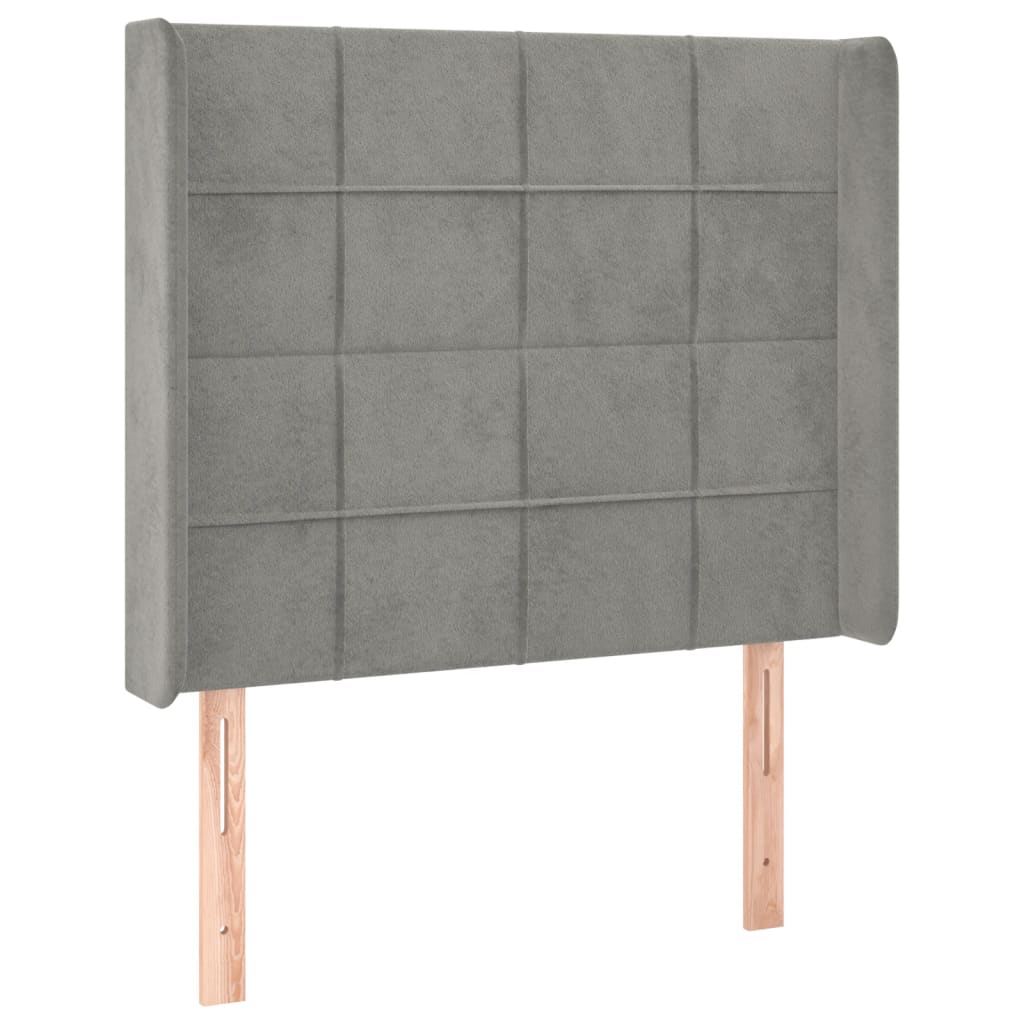 Hoofdbord met randen 83x16x118/128 cm fluweel lichtgrijs is nu te koop bij PeponiXL, paradijselijk wonen!
