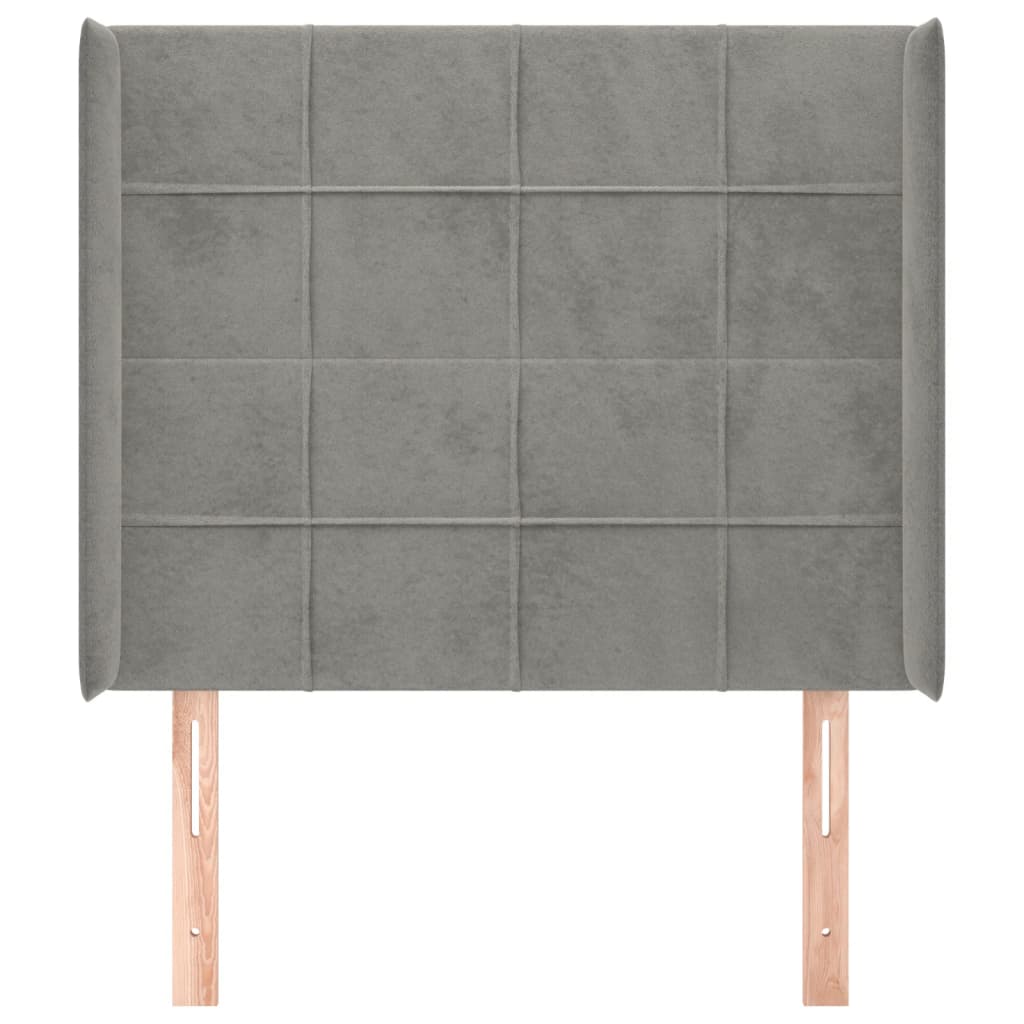 Hoofdbord met randen 83x16x118/128 cm fluweel lichtgrijs is nu te koop bij PeponiXL, paradijselijk wonen!