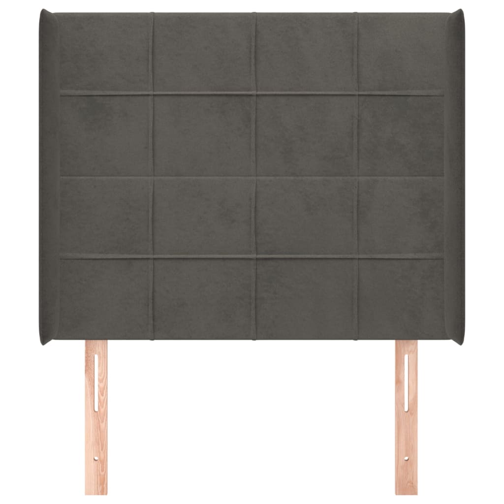Hoofdbord met randen 83x16x118/128 cm fluweel donkergrijs is nu te koop bij PeponiXL, paradijselijk wonen!