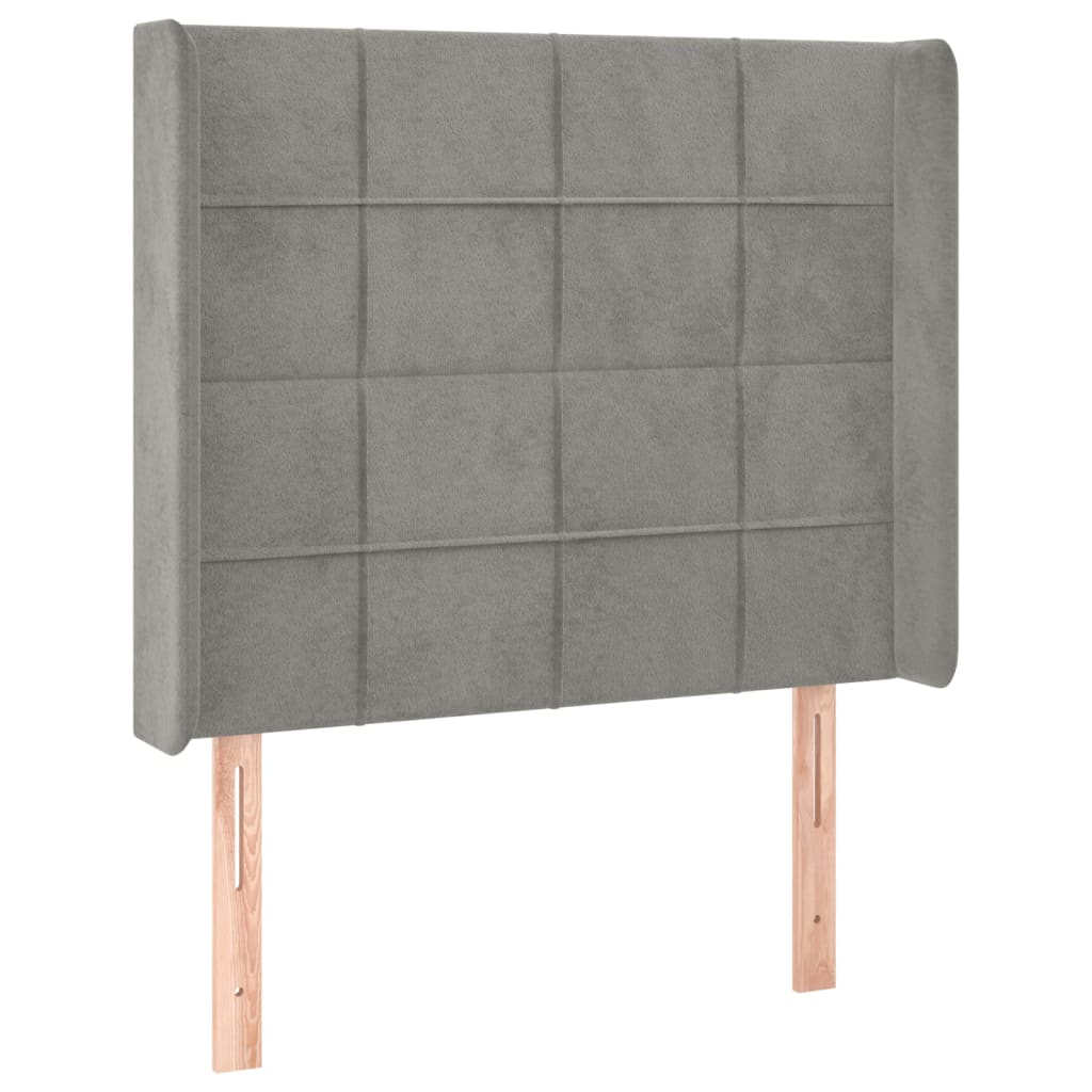 Hoofdbord met randen 93x16x118/128 cm fluweel lichtgrijs is nu te koop bij PeponiXL, paradijselijk wonen!