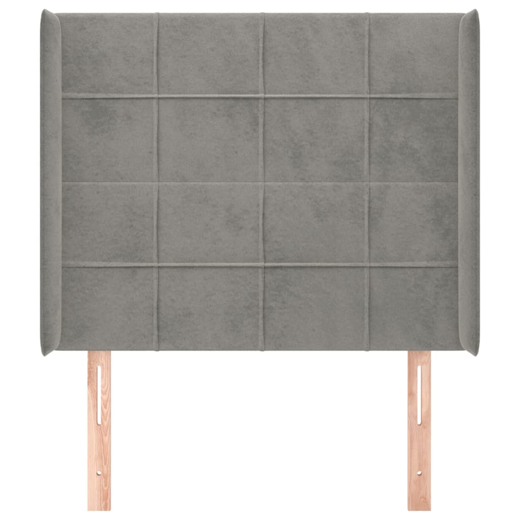Hoofdbord met randen 93x16x118/128 cm fluweel lichtgrijs is nu te koop bij PeponiXL, paradijselijk wonen!