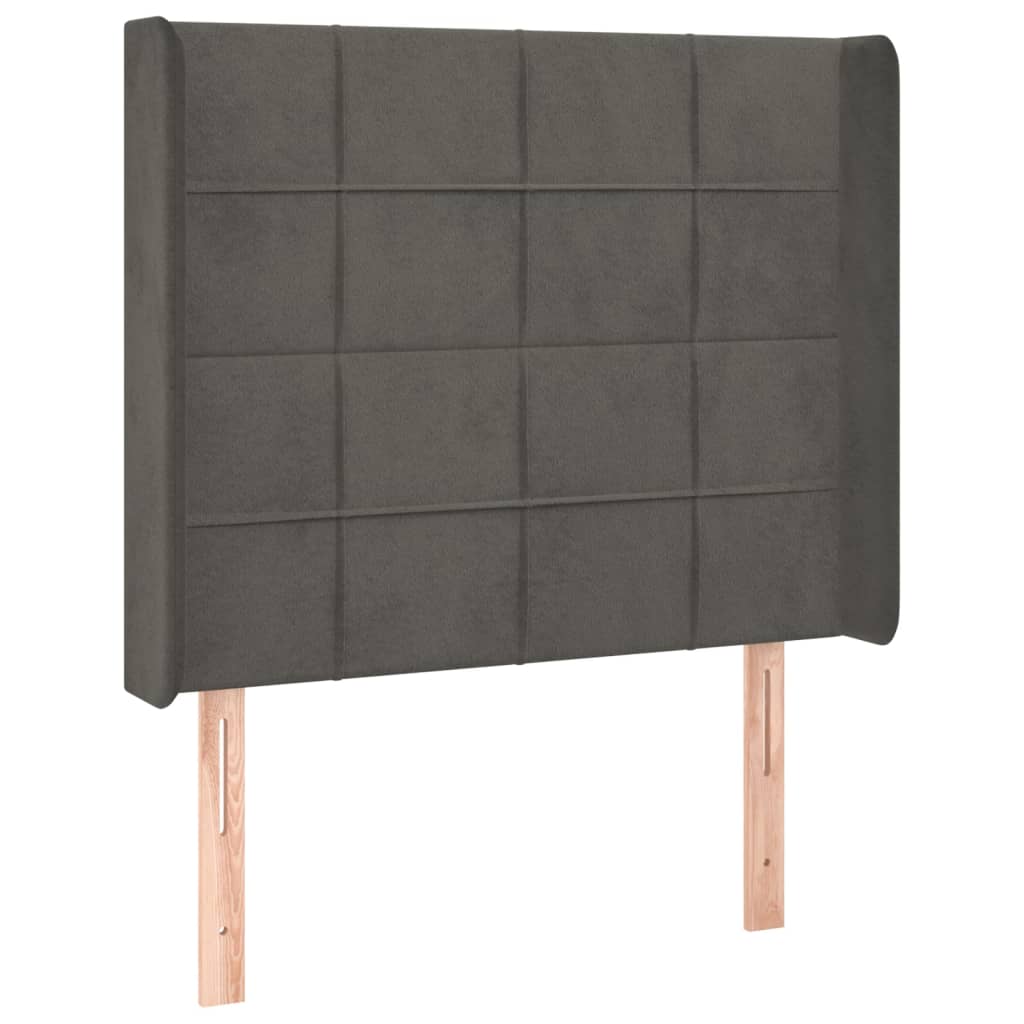 Hoofdbord met randen 93x16x118/128 cm fluweel donkergrijs is nu te koop bij PeponiXL, paradijselijk wonen!