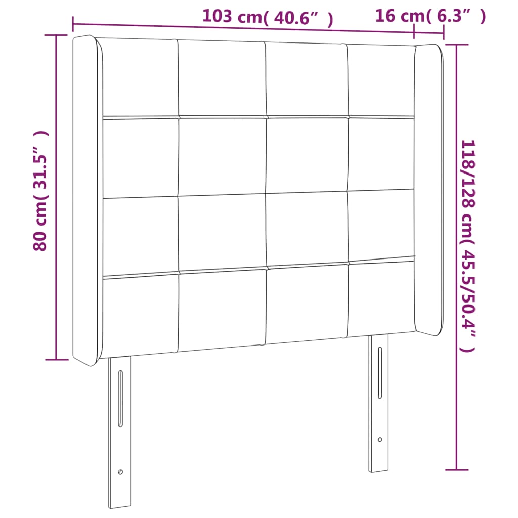 Hoofdbord met randen 103x16x118/128 cm fluweel donkergrijs is nu te koop bij PeponiXL, paradijselijk wonen!