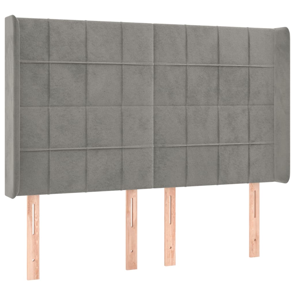 Hoofdbord met randen 147x16x118/128 cm fluweel lichtgrijs is nu te koop bij PeponiXL, paradijselijk wonen!