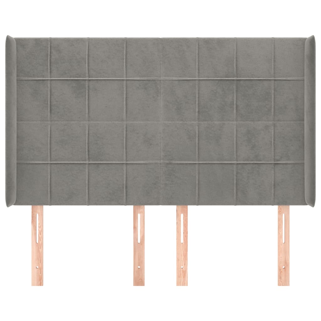 Hoofdbord met randen 147x16x118/128 cm fluweel lichtgrijs is nu te koop bij PeponiXL, paradijselijk wonen!