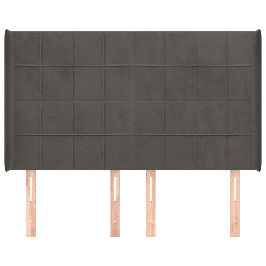 Hoofdbord met randen 147x16x118/128 cm fluweel donkergrijs is nu te koop bij PeponiXL, paradijselijk wonen!