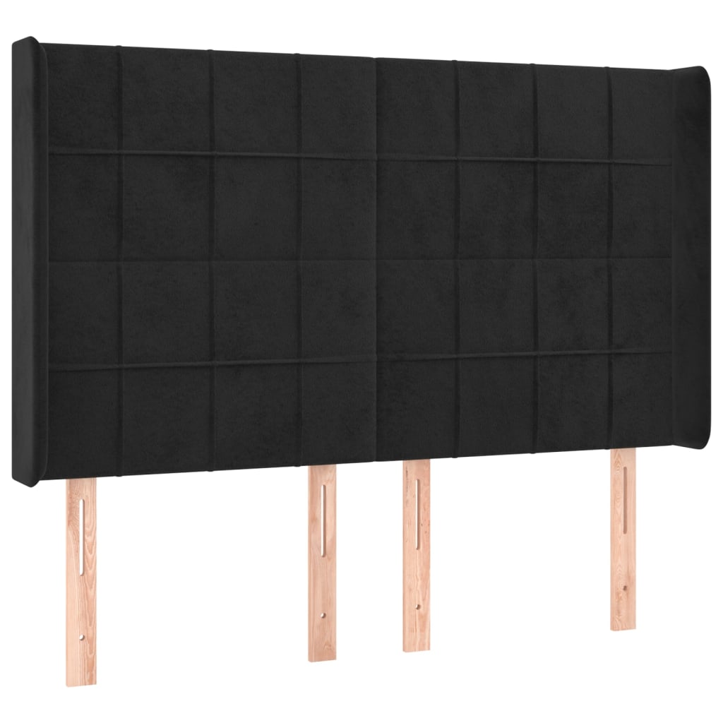 Hoofdbord met randen 147x16x118/128 cm fluweel zwart is nu te koop bij PeponiXL, paradijselijk wonen!