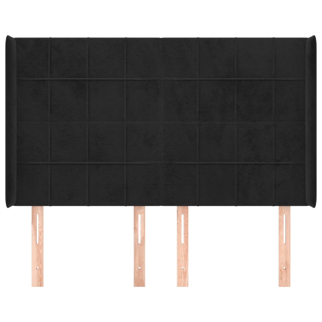 Hoofdbord met randen 147x16x118/128 cm fluweel zwart is nu te koop bij PeponiXL, paradijselijk wonen!