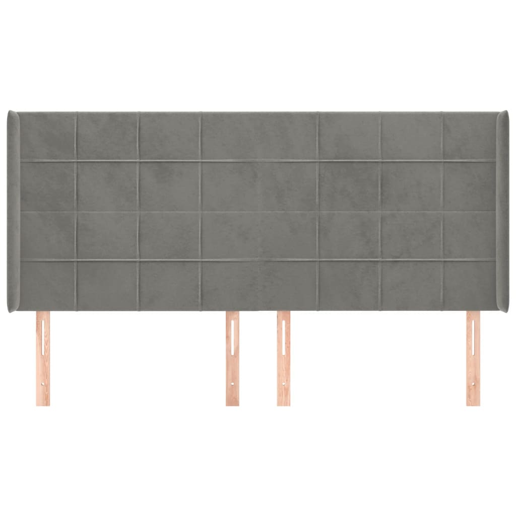 Hoofdbord met randen 163x16x118/128 cm fluweel lichtgrijs is nu te koop bij PeponiXL, paradijselijk wonen!
