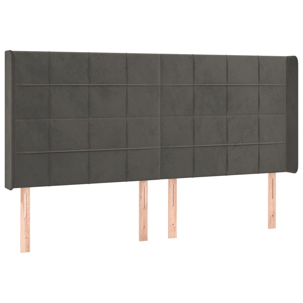 Hoofdbord met randen 163x16x118/128 cm fluweel donkergrijs is nu te koop bij PeponiXL, paradijselijk wonen!