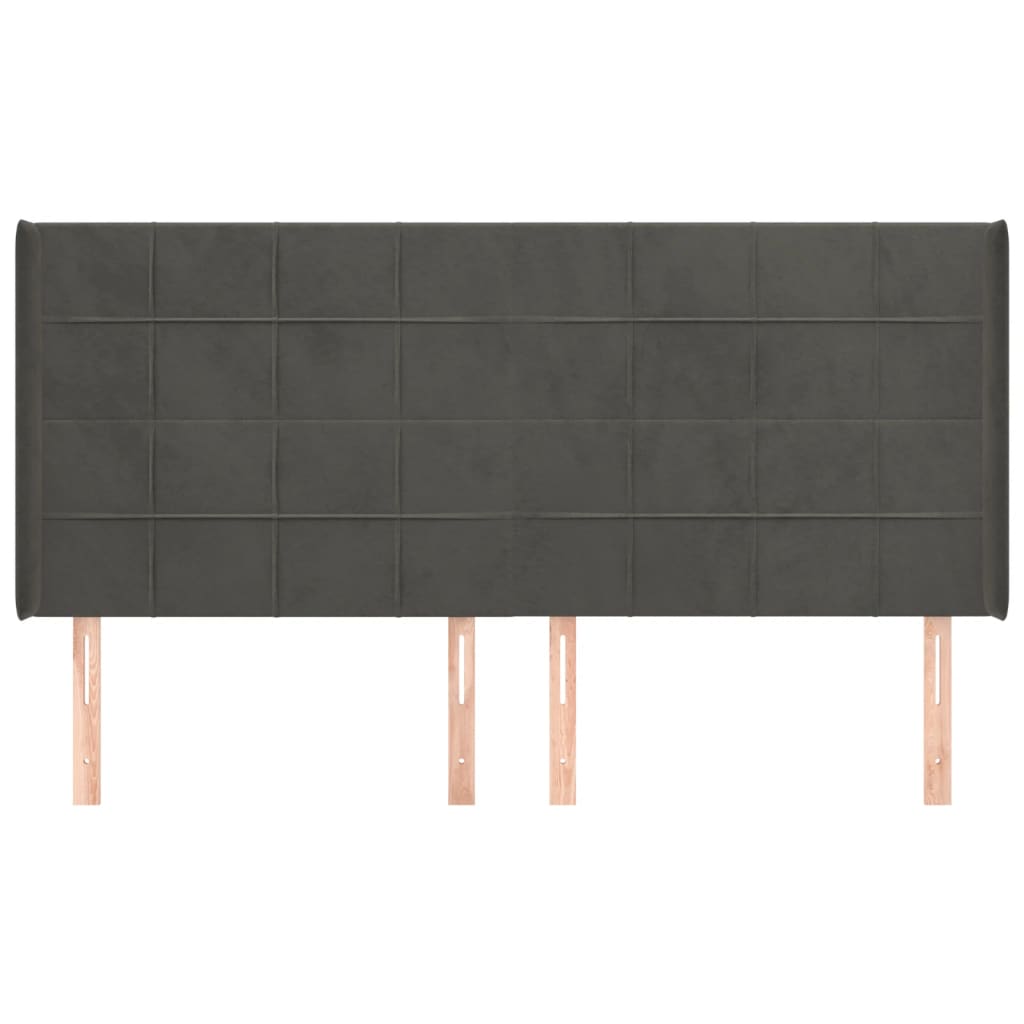 Hoofdbord met randen 163x16x118/128 cm fluweel donkergrijs is nu te koop bij PeponiXL, paradijselijk wonen!