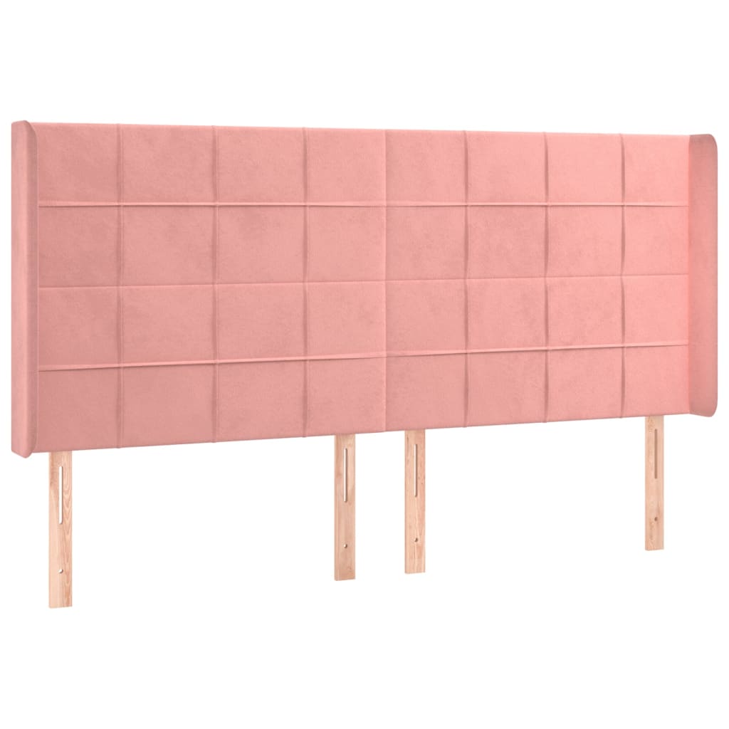 Hoofdbord met randen 163x16x118/128 cm fluweel roze is nu te koop bij PeponiXL, paradijselijk wonen!