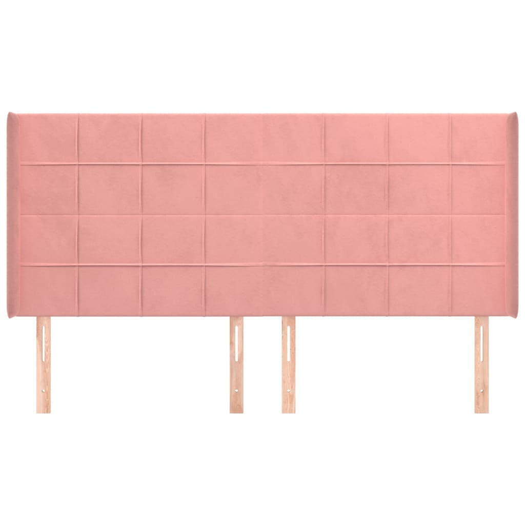 Hoofdbord met randen 163x16x118/128 cm fluweel roze is nu te koop bij PeponiXL, paradijselijk wonen!