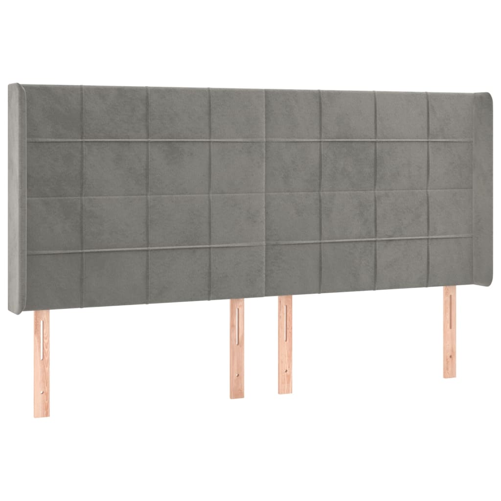Hoofdbord met randen 183x16x118/128 cm fluweel lichtgrijs is nu te koop bij PeponiXL, paradijselijk wonen!