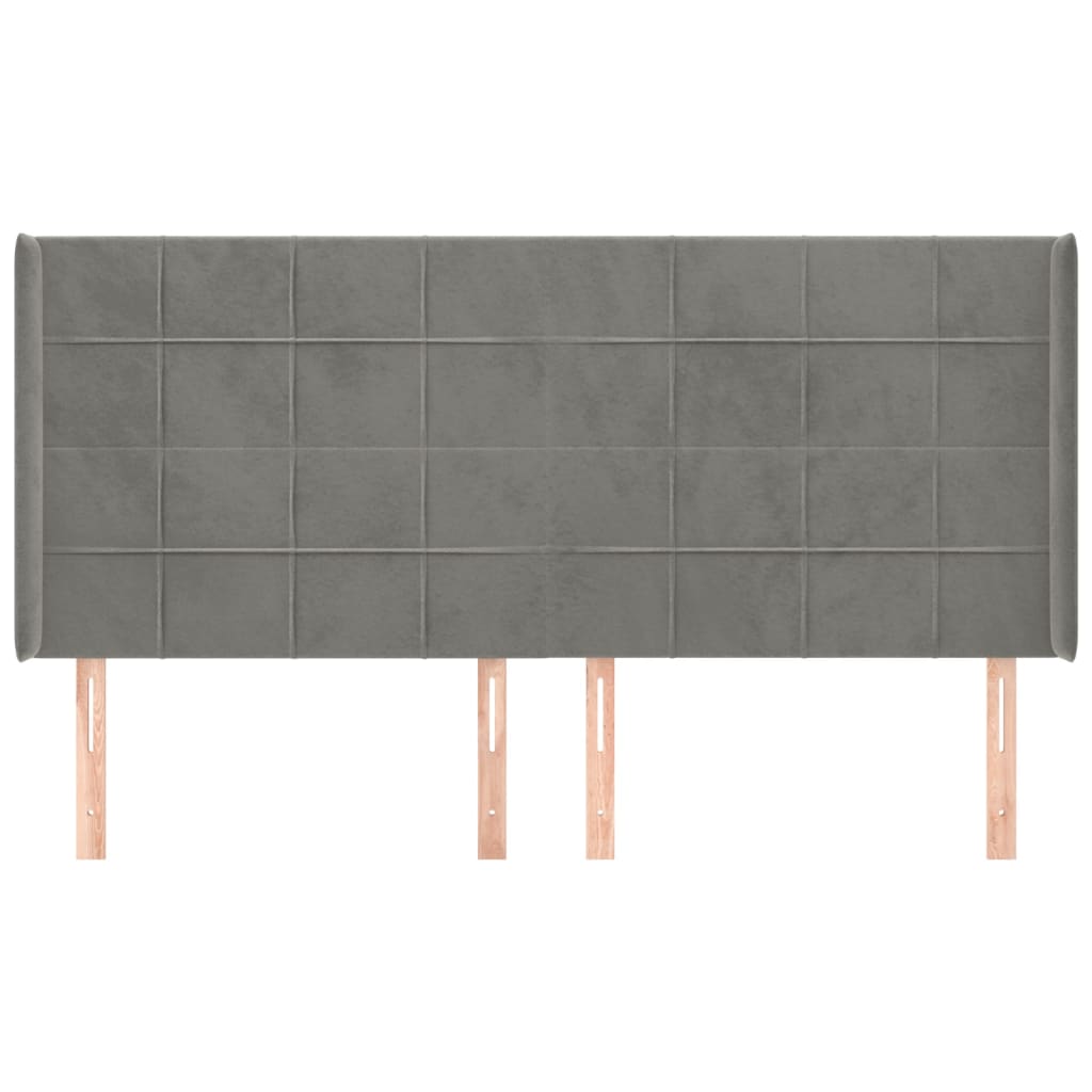 Hoofdbord met randen 183x16x118/128 cm fluweel lichtgrijs is nu te koop bij PeponiXL, paradijselijk wonen!