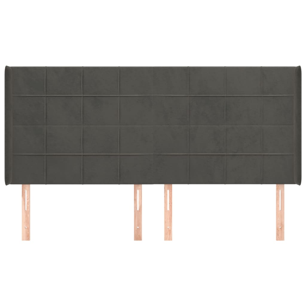 Hoofdbord met randen 183x16x118/128 cm fluweel donkergrijs is nu te koop bij PeponiXL, paradijselijk wonen!