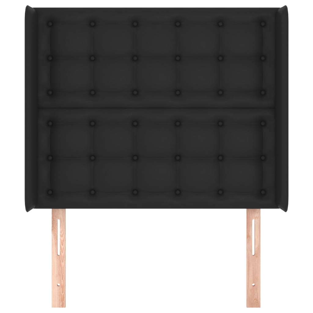 Hoofdbord met randen 83x16x118/128 cm kunstleer zwart is nu te koop bij PeponiXL, paradijselijk wonen!